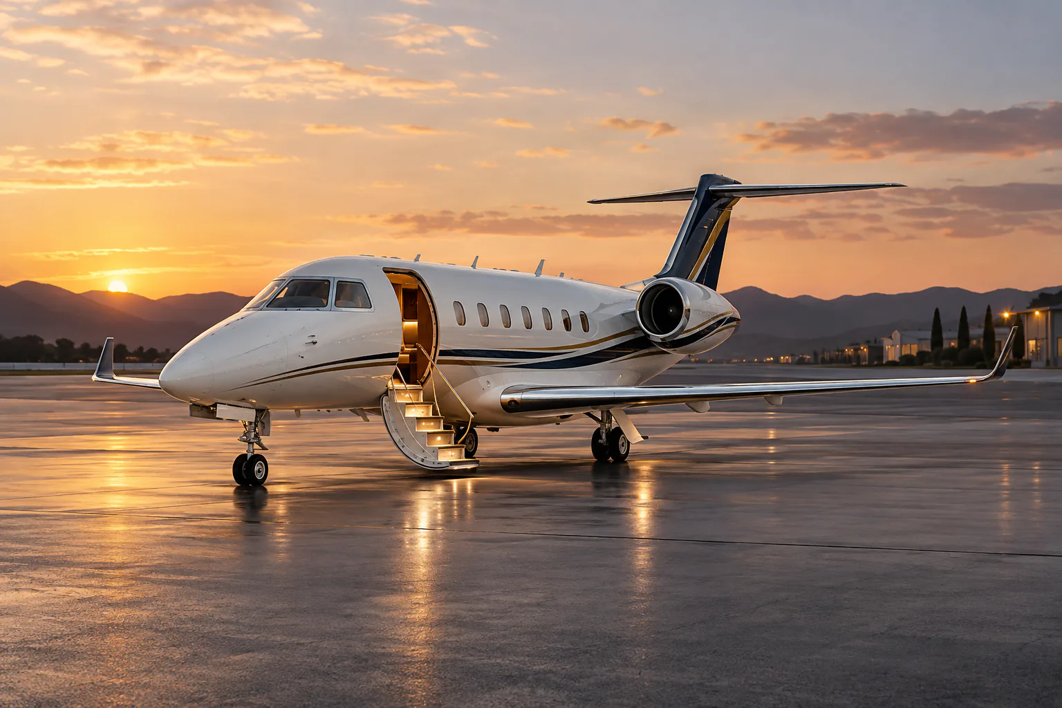 Private jet in the warmth of the morning light